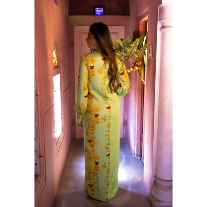 Amrood Yellow Long Dress with Bustier (Set of 2)