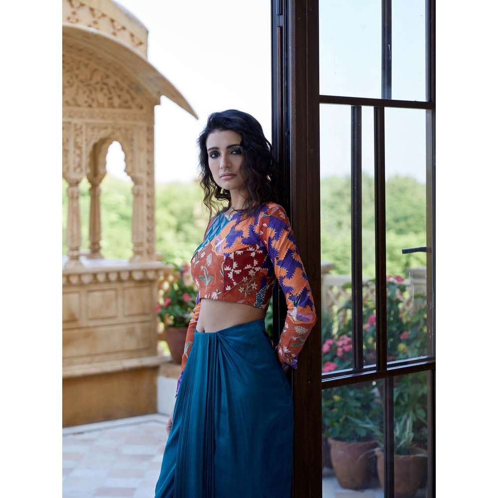 Amrood Blue Top with Skirt (Set of 2)