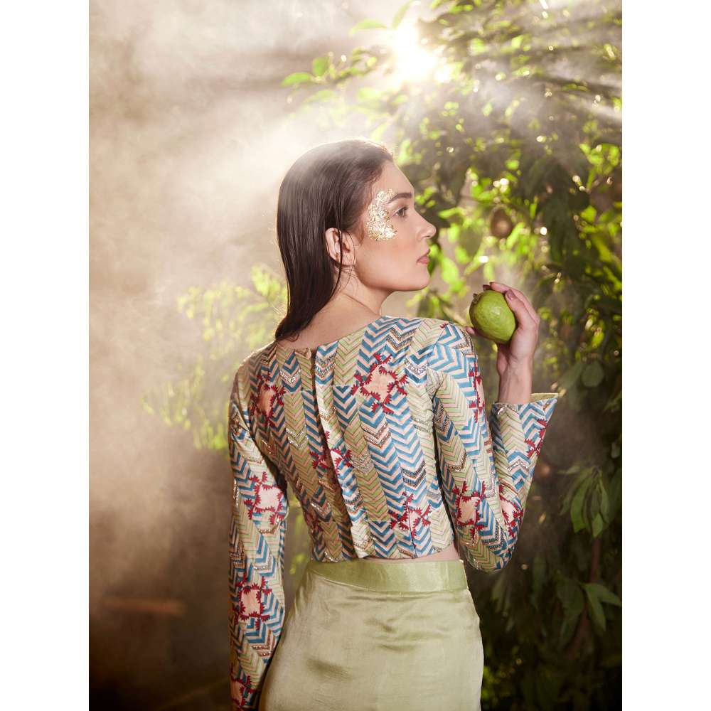 Amrood Beige Top with Skirt (Set of 2)