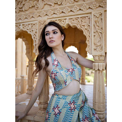 Amrood Green Blouse with Lehengas (Set of 2)