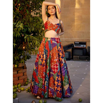 Amrood Rust Blouse with Lehengas (Set of 2)