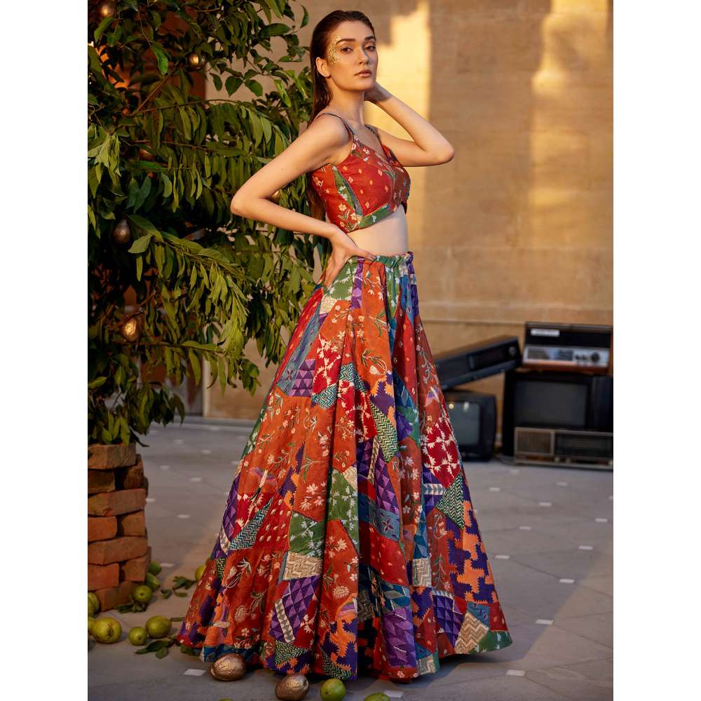 Amrood Rust Blouse with Lehengas (Set of 2)