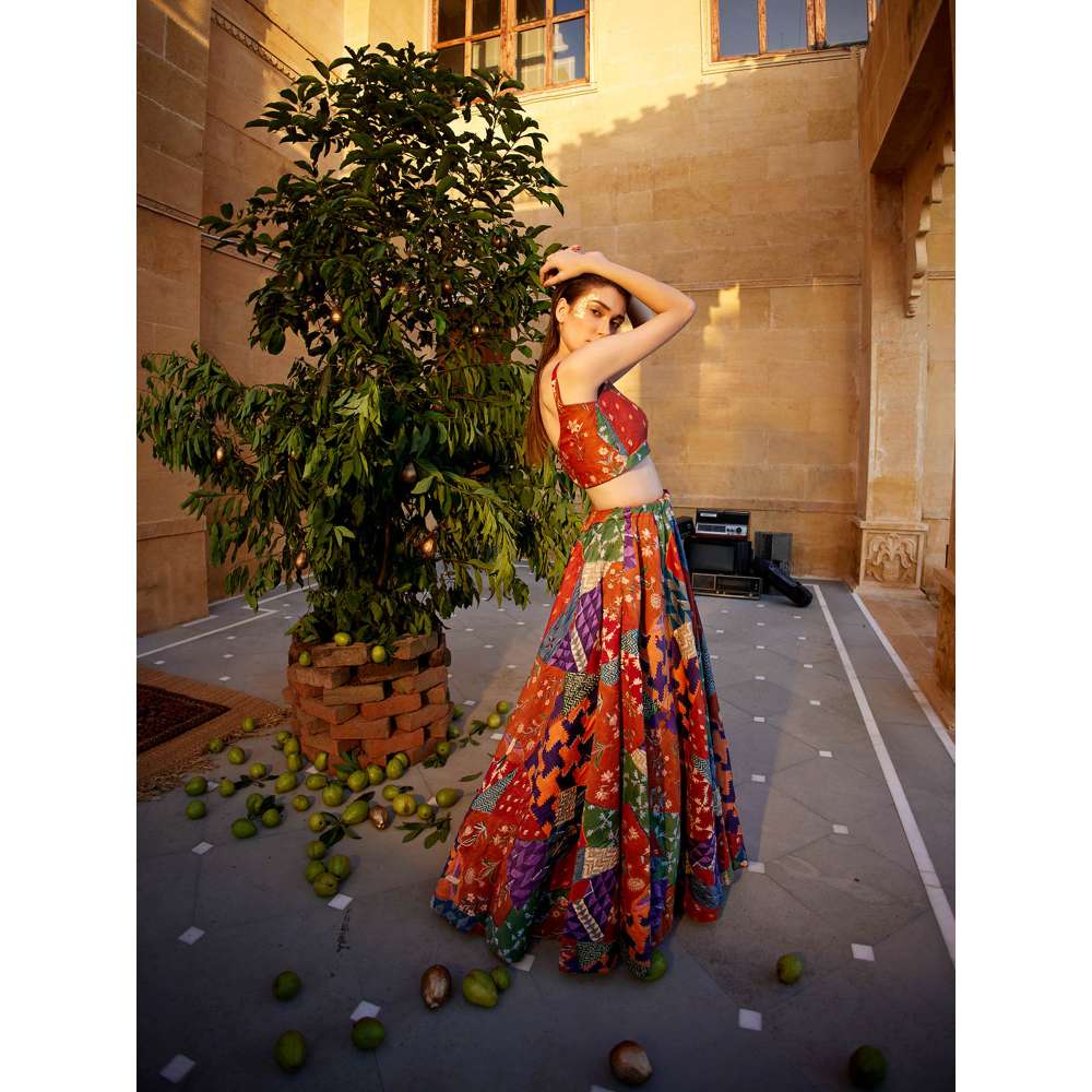 Amrood Rust Blouse with Lehengas (Set of 2)