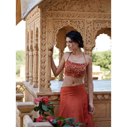 Amrood Rust Blouse with Lehengas (Set of 2)