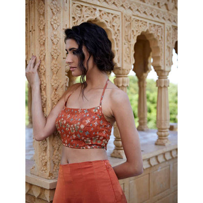 Amrood Rust Blouse with Lehengas (Set of 2)