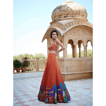 Amrood Rust Blouse with Lehengas (Set of 2)