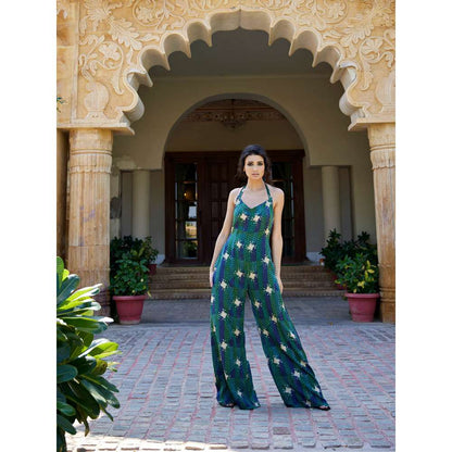 Amrood Green Printed Jumpsuits