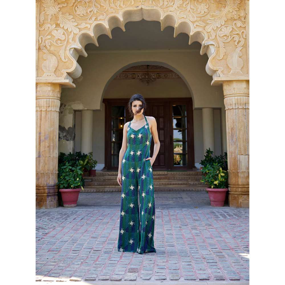 Amrood Green Printed Jumpsuits