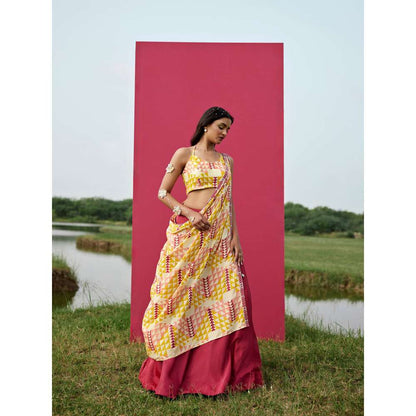 Amrood Yellow Blouse with Lehenga and Dupatta (Set of 3)