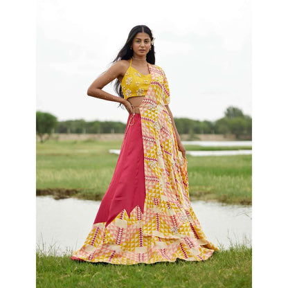 Amrood Yellow Blouse with Lehenga and Dupatta (Set of 3)