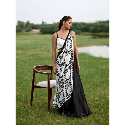 Amrood Black Blouse with Lehenga and Dupatta (Set of 3)