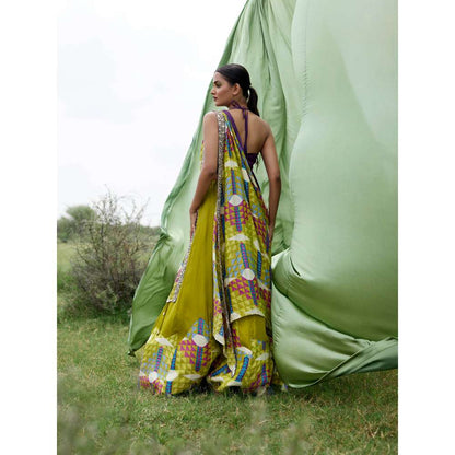 Amrood Green Blouse with Lehengas and Dupatta (Set of 3)