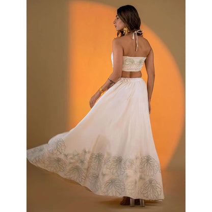 Amrood Off White Lehenga with Hand Embroidery Blouse (Set of 2)