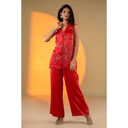 Amrood Red Embroidered Co-Ord (Set of 2)
