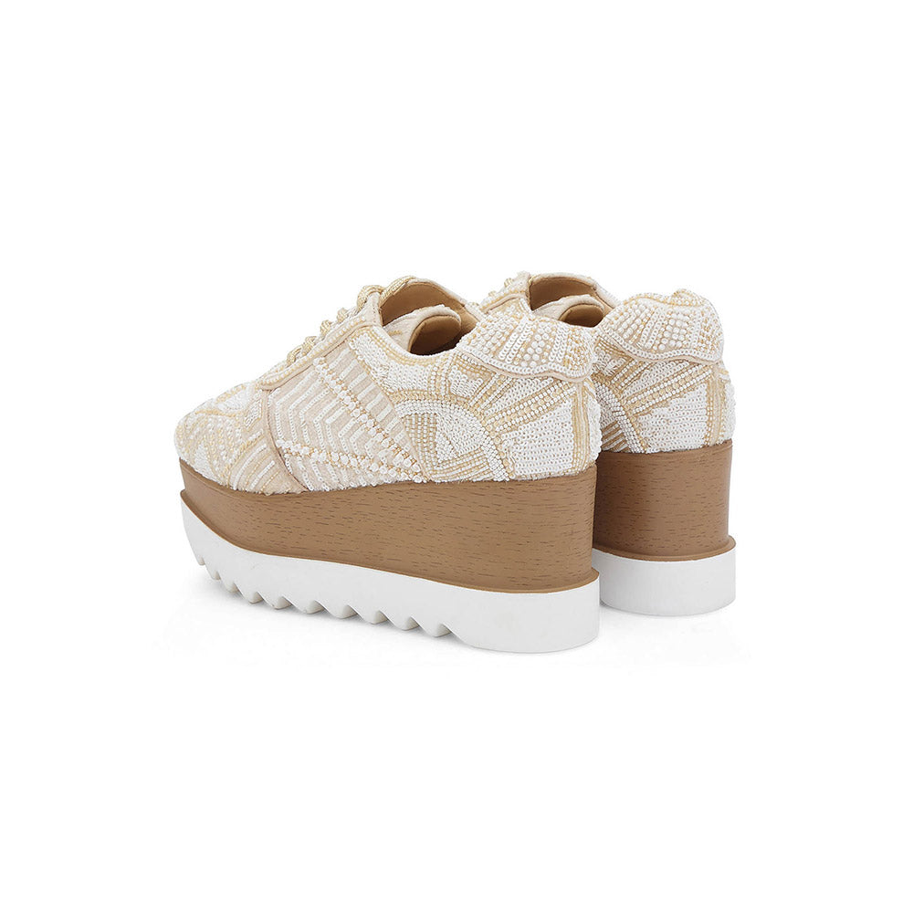 Anaar Latte Folk Wedding Wedge Sneakers