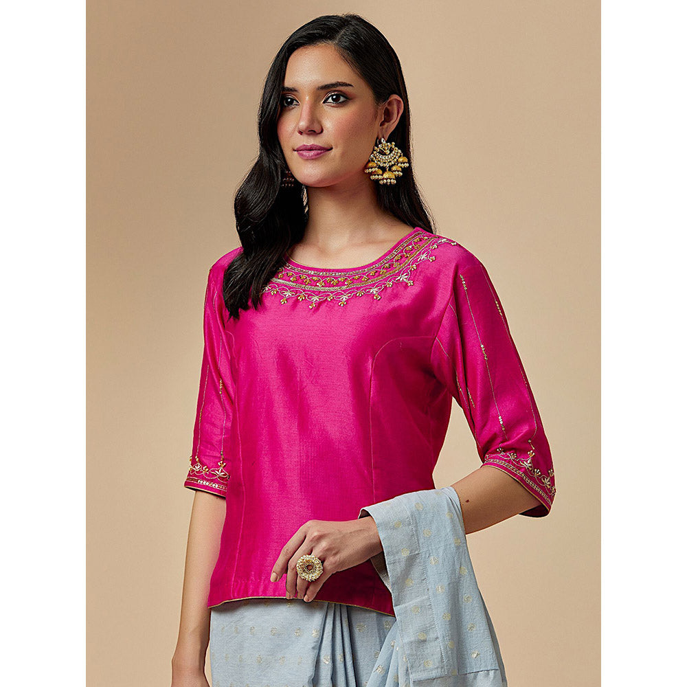 Anantaa by Roohi Trehan Pink Closed Neck Blouse