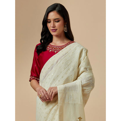 Anantaa by Roohi Trehan Red Closed Neck Blouse