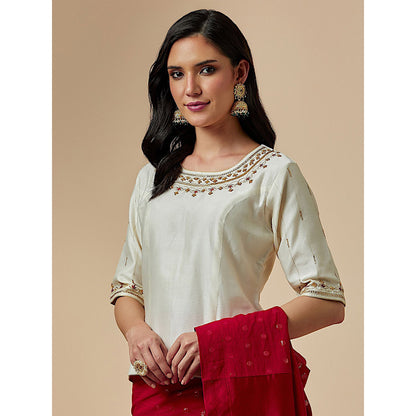 Anantaa by Roohi Trehan Off White Closed Neck Blouse