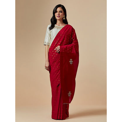 Anantaa by Roohi Trehan Off White Closed Neck Blouse