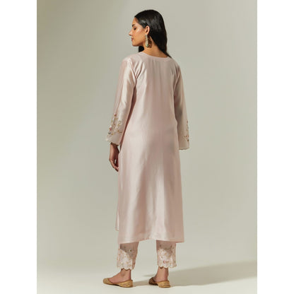 Anantaa by Roohi Trehan Light Pink Silk Chanderi Hand Embroidered Kurta