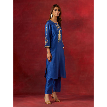 Anantaa by Roohi Trehan Blue Round Neck Kurta With Pant (Set of 2)