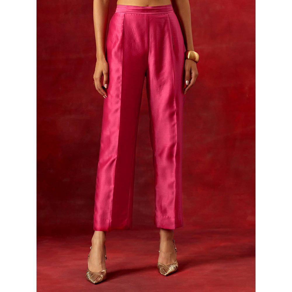 Anantaa by Roohi Trehan Fuchsia Round Neck Kurta With Pant (Set of 2)