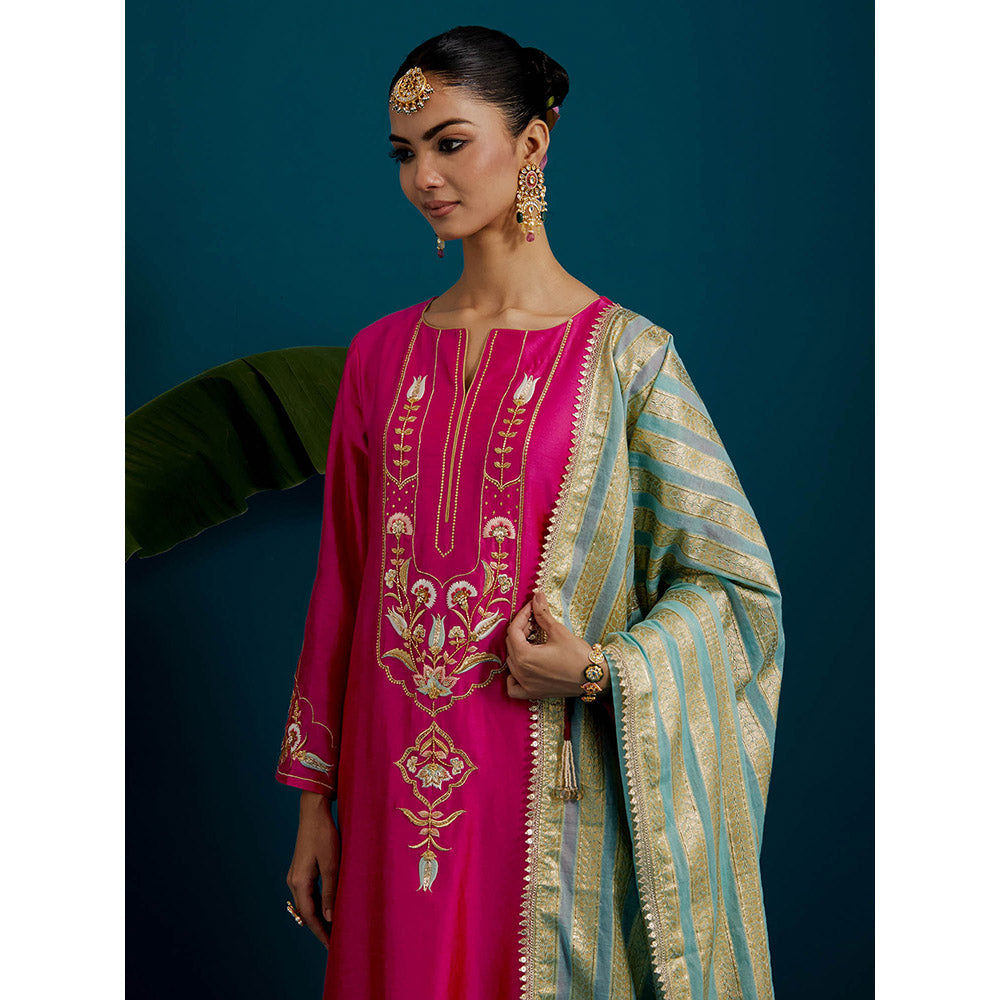 Anantaa by Roohi Trehan Pink Round Neck Long Yoke Kurta