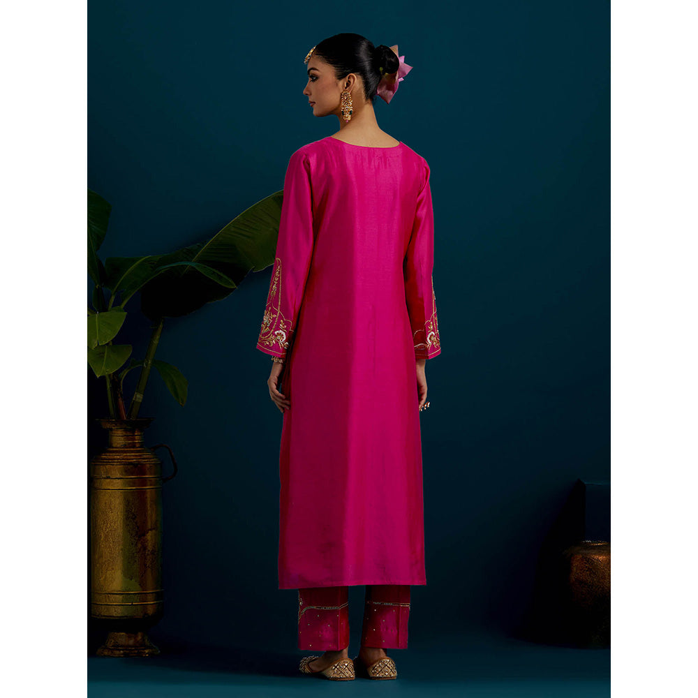 Anantaa by Roohi Trehan Pink Round Neck Long Yoke Kurta
