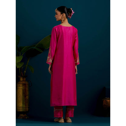 Anantaa by Roohi Trehan Pink Round Neck Long Yoke Kurta