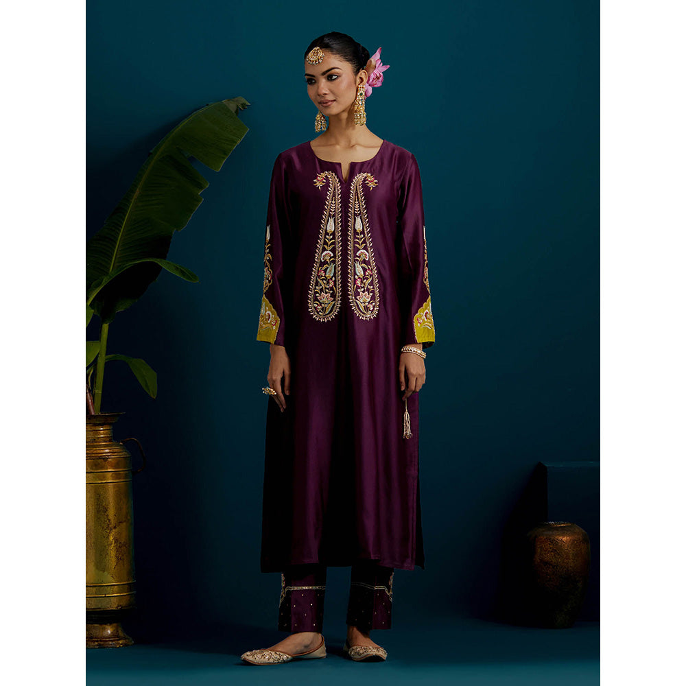 Anantaa by Roohi Trehan Purple Paisley Yoke Kurta