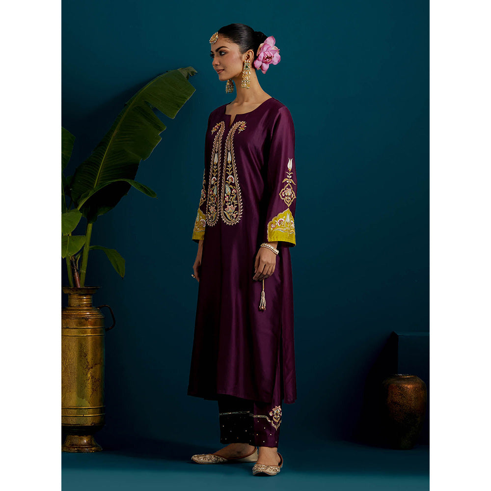 Anantaa by Roohi Trehan Purple Paisley Yoke Kurta