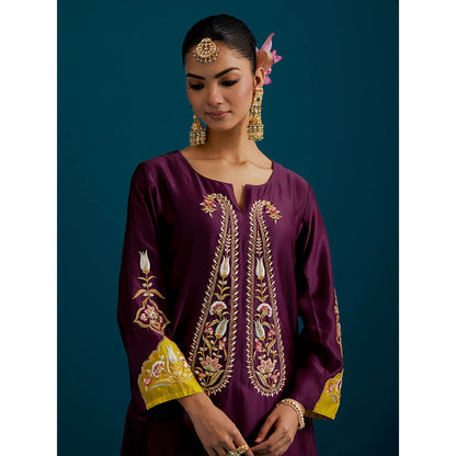 Anantaa by Roohi Trehan Purple Paisley Yoke Kurta