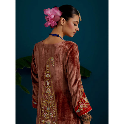 Anantaa by Roohi Trehan Dull Brown Velvet Round Neck Kurta