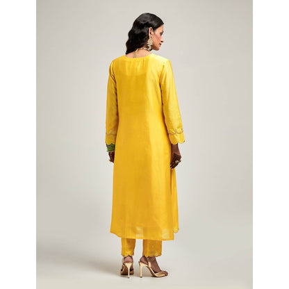 Anantaa by Roohi Trehan Embroidered Yoke Kurta with Pant - Yellow