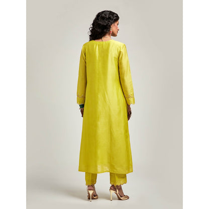 Anantaa by Roohi Trehan Embroidered Yoke Kurta with Pant - Green