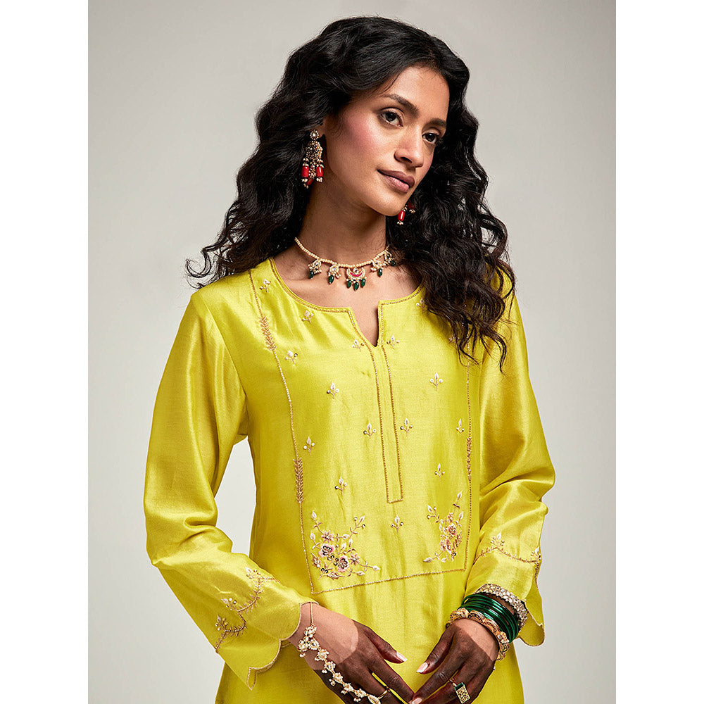 Anantaa by Roohi Trehan Embroidered Yoke Kurta with Pant - Green