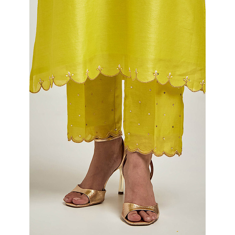Anantaa by Roohi Trehan Embroidered Yoke Kurta with Pant - Green