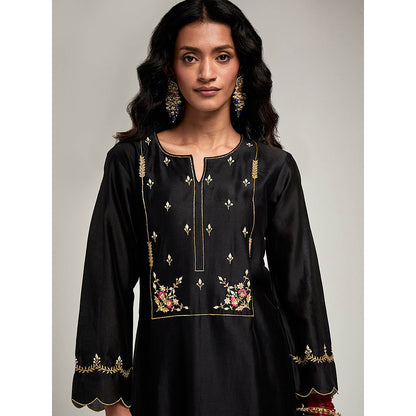 Anantaa by Roohi Trehan Embroidered Yoke Kurta with Pant - Black