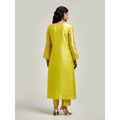 Anantaa by Roohi Trehan Embroidered Scalloped Hem Kurta with Pant - Green