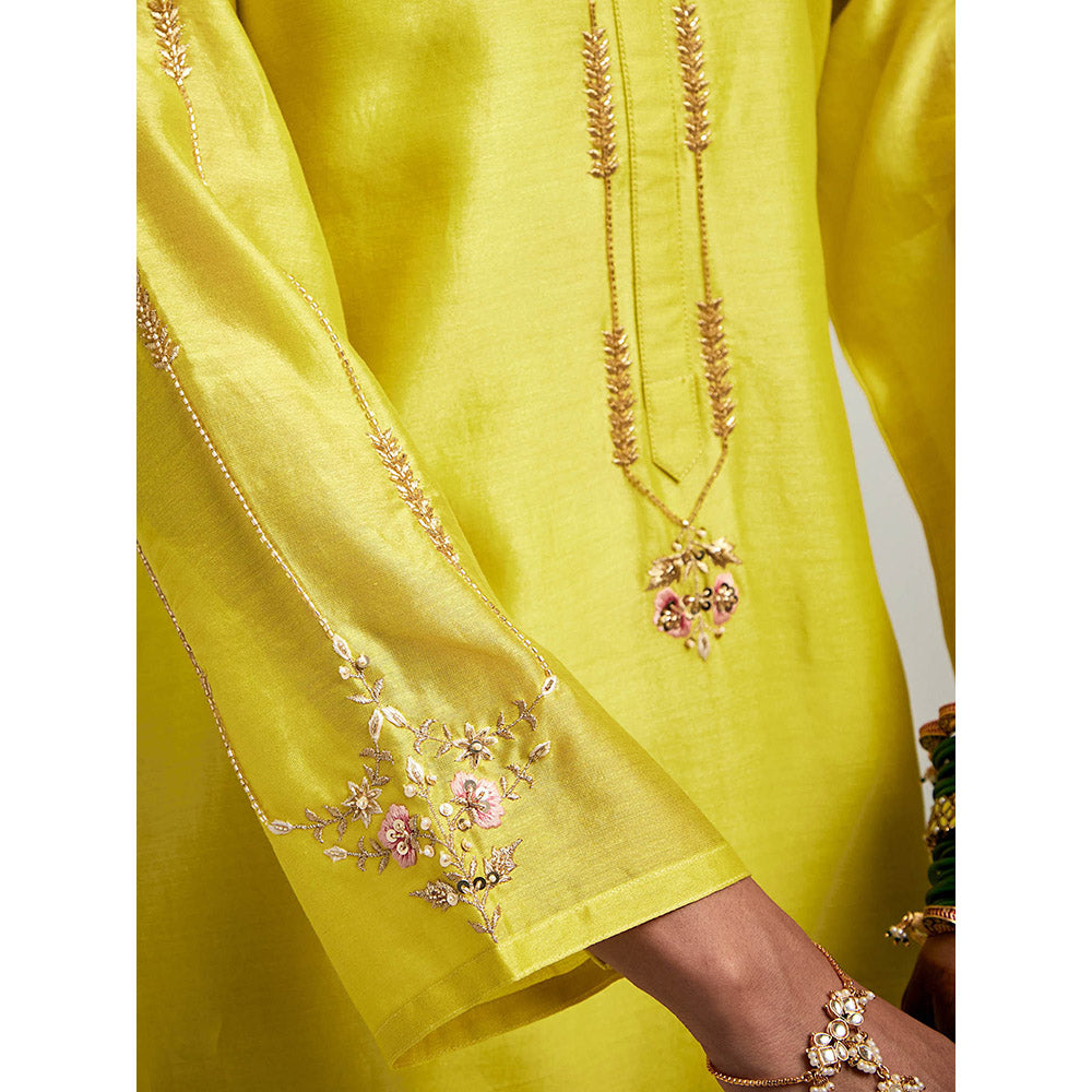 Anantaa by Roohi Trehan Embroidered Scalloped Hem Kurta with Pant - Green