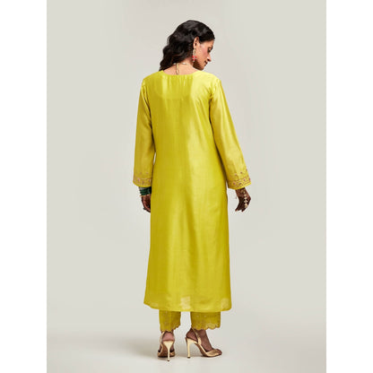 Anantaa by Roohi Trehan Embroidered Placket Kurta with Pant - Green