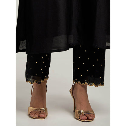 Anantaa by Roohi Trehan Embroidered Placket Kurta with Pant - Black