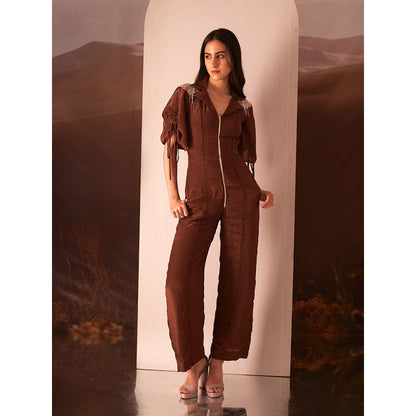 AN'ERA BY ASMITA VERMA Brown Blossom Jumpsuit