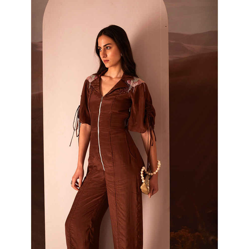 AN'ERA BY ASMITA VERMA Brown Blossom Jumpsuit