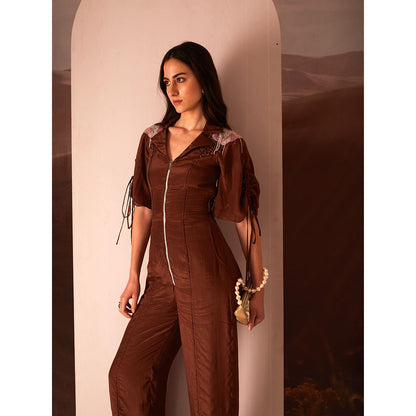 AN'ERA BY ASMITA VERMA Brown Blossom Jumpsuit