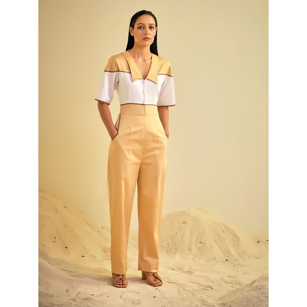 AN'ERA BY ASMITA VERMA Beige Adeline Jumpsuit