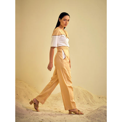 AN'ERA BY ASMITA VERMA Beige Adeline Jumpsuit