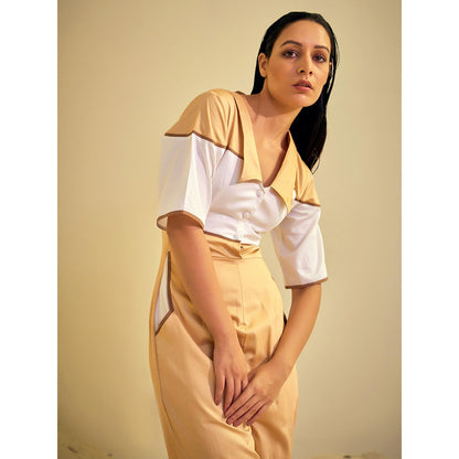 AN'ERA BY ASMITA VERMA Beige Adeline Jumpsuit