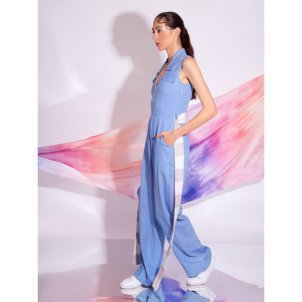 AN'ERA BY ASMITA VERMA Blue Skyline Jumpsuit with Belt