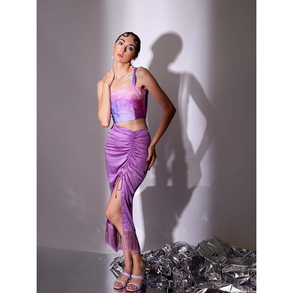AN'ERA BY ASMITA VERMA Purple Plum Skirt with Bustier (Set of 2)